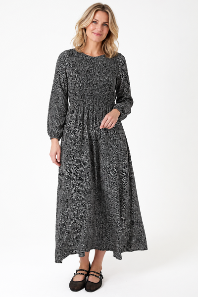 Cobbled Spotty Dress - Black & White