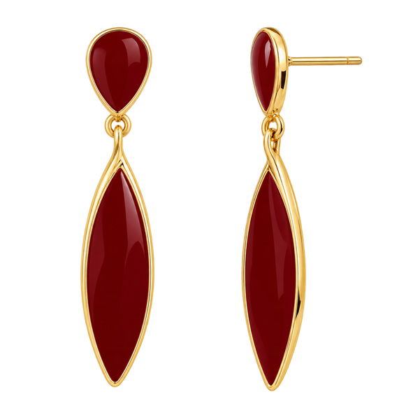 Coloured Stone Fashion Earrings - RED