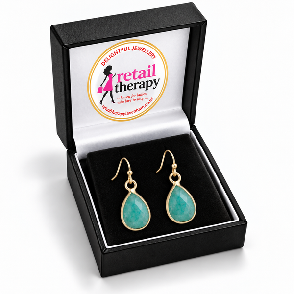 Coloured Stone Fashion Earrings - Moss Green