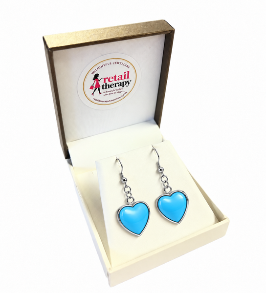 Heart Agate Earrings - Blue Turquoise
