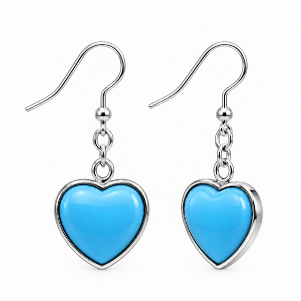 Heart Agate Earrings - Blue Turquoise