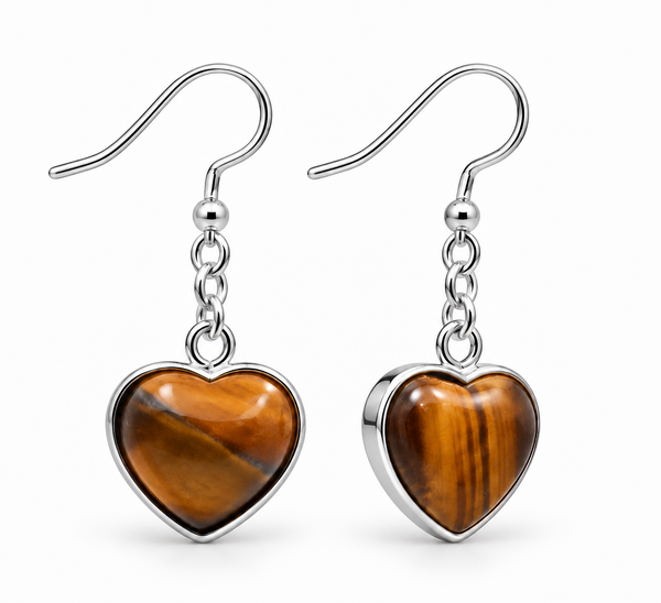Heart Agate Earrings - Natural Tones