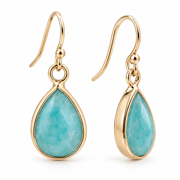 Coloured Stone Fashion Earrings - Moss Green