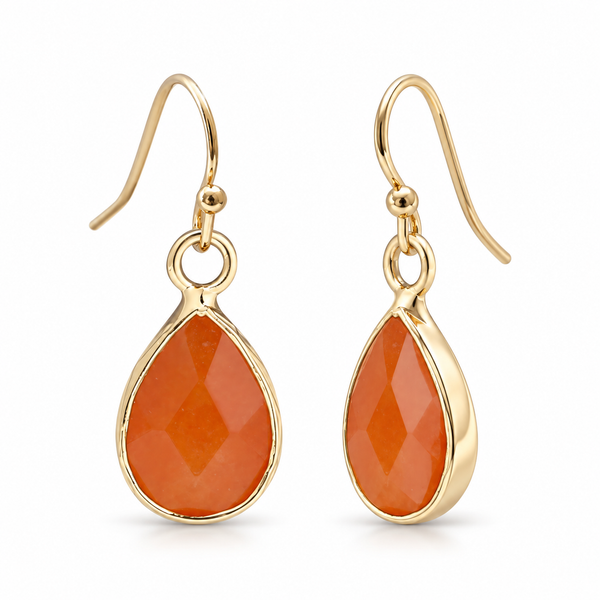 Coloured Stone Fashion Earrings - Terracotta