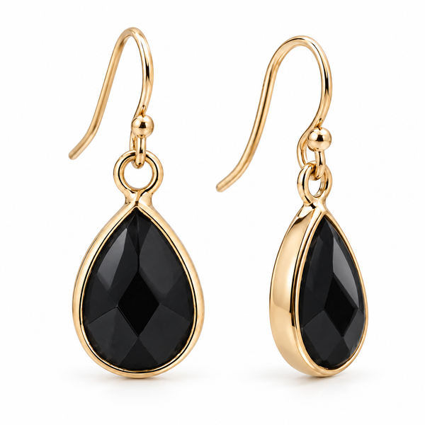 Coloured Stone Fashion Earrings - Black Ebony