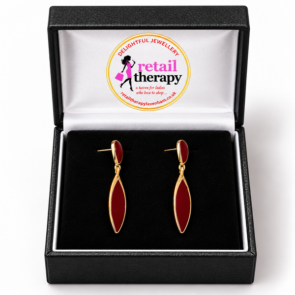 Coloured Stone Fashion Earrings - RED