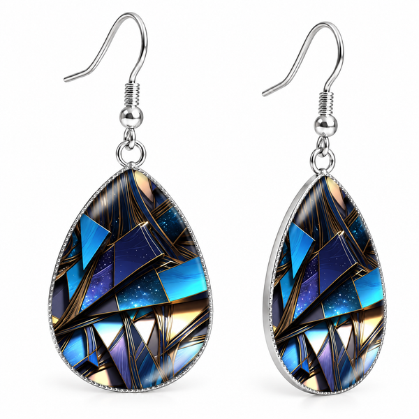 Stain Glass Earrings - Blue