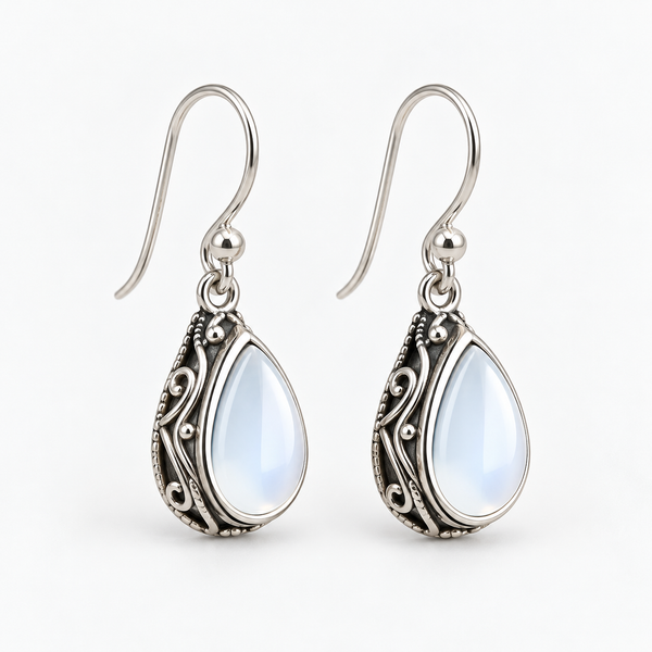 Silver Edged Fashion Earrings - light Blue