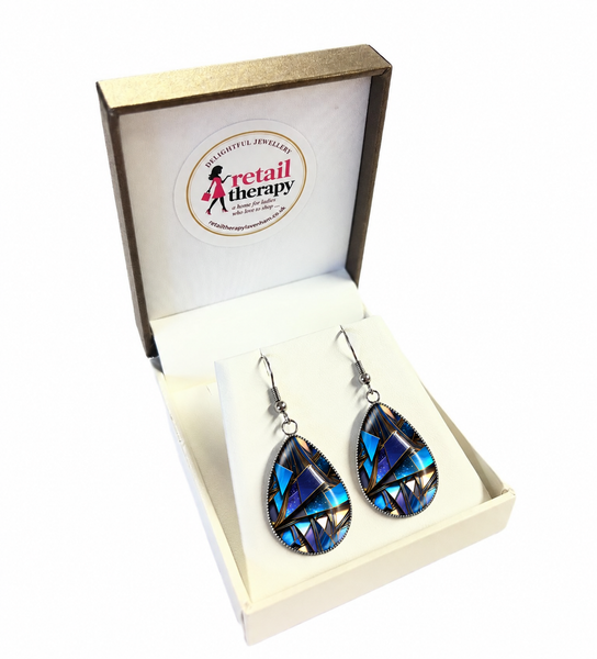 Stain Glass Earrings - Blue