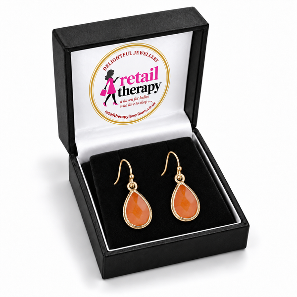 Coloured Stone Fashion Earrings - Terracotta