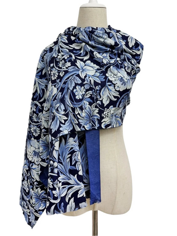 William Morris Inspired Printed Scarf - Blues