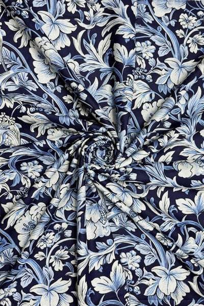 William Morris Inspired Printed Scarf - Blues