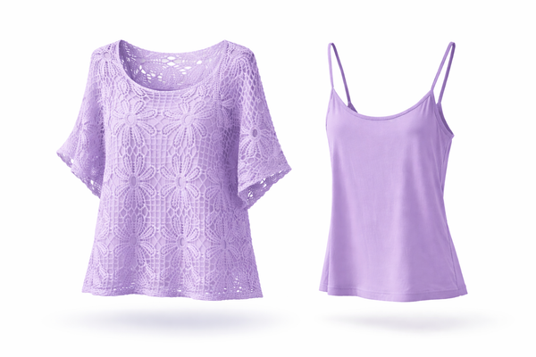 2-Piece Crochet Floral Top - Lilac