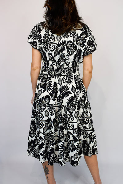 Freya Multi Leaf Dress - Black