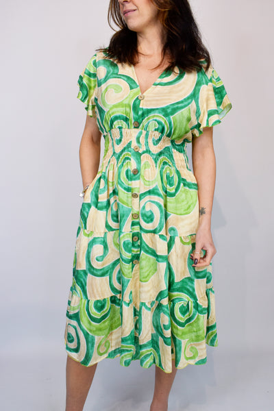 Freya Swirl Dress - Green