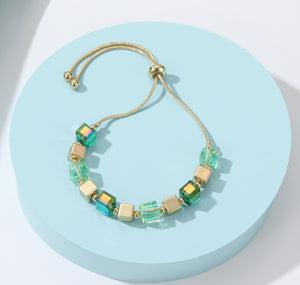 Green & Gold Cube Bracelet