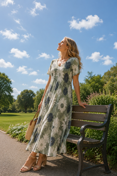 Bold Daisy Dress - Khaki
