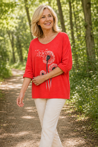 Embellished Dandelion Knit - Coral