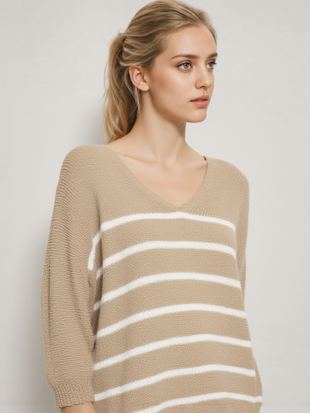 Striped Slouch Knit - Beige