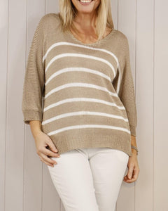 Striped Slouch Knit - Beige