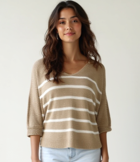 Striped Slouch Knit - Beige