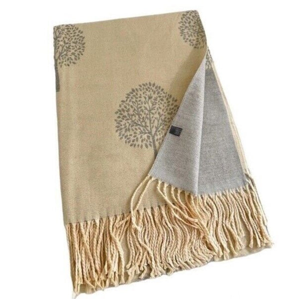 Pashmina - Mulberry Tree of Life - Beige