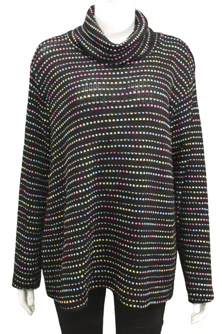 Roll Neck Fleck Knit - Black