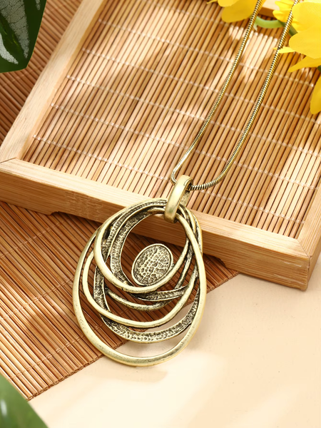 Random Circles Necklace & Earrings - Rustic Golds