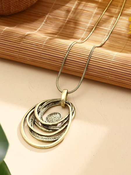 Random Circles Necklace & Earrings - Rustic Golds