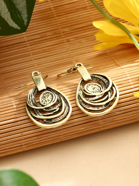 Random Circles Necklace & Earrings - Rustic Golds