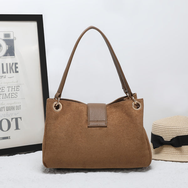 Suede-Effect Slouch Bag - Camel