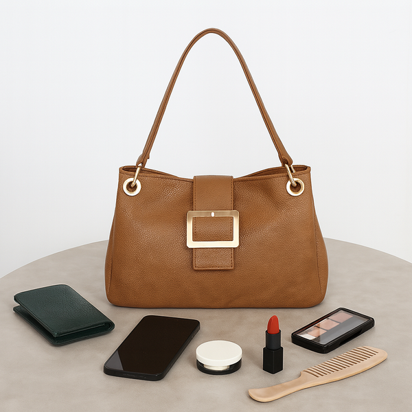 Suede-Effect Slouch Bag - Camel