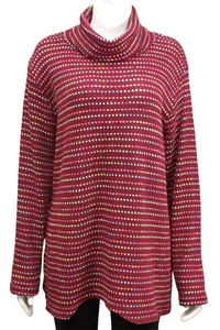 Roll Neck Flecked Knit - Burgundy