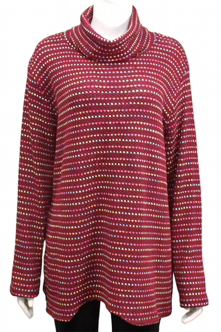Roll Neck Flecked Knit - Burgundy