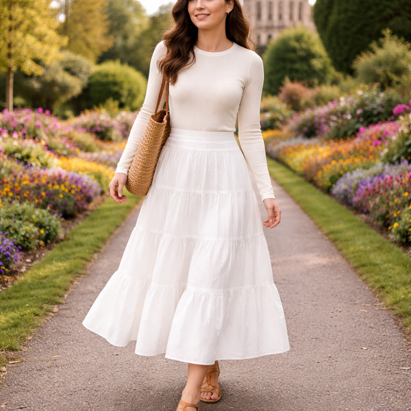 Tiered Maxi Skirt - White