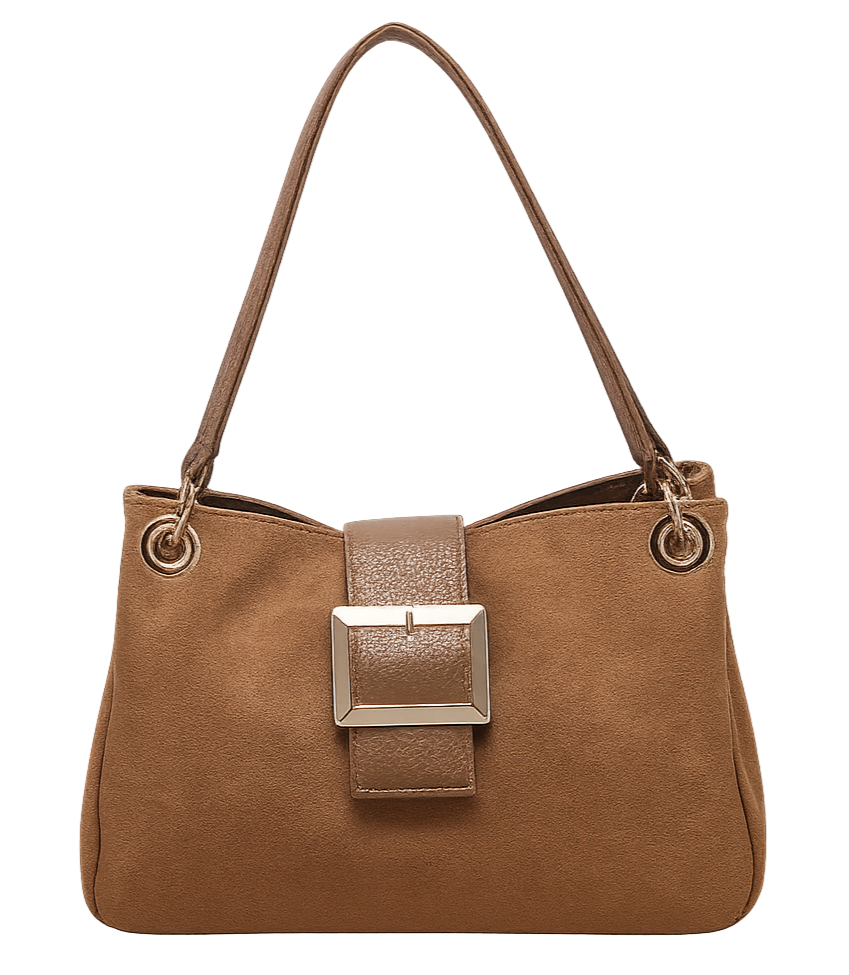 Suede-Effect Slouch Bag - Camel