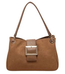 Suede-Effect Slouch Bag - Camel
