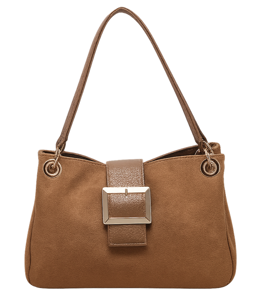 Suede-Effect Slouch Bag - Camel