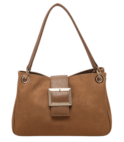 Suede-Effect Slouch Bag - Camel