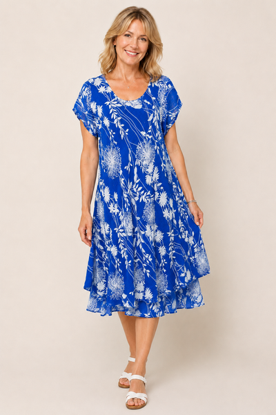 Carol Layered Dandelion Dress - Blue