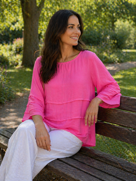 Pin Tuck Plain Top - Fuchsia