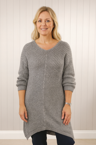 Cable Knit Tunic - Grey