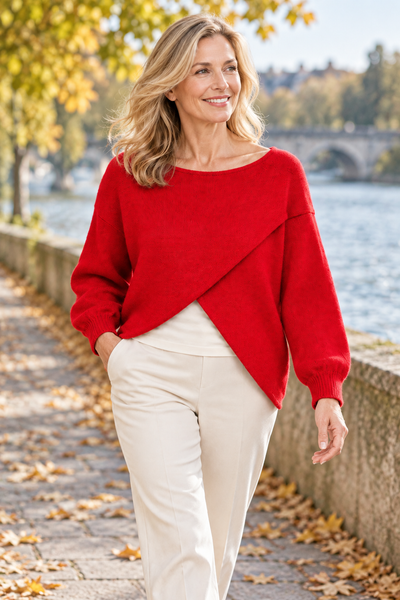 Cross Over Knit - Red