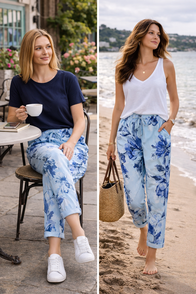 Floral Print Magic Trousers - Blue