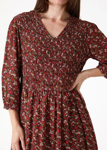 Autumnal Ditsy Dress - Rust
