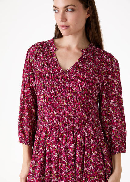 Autumnal Ditsy Dress - Berry
