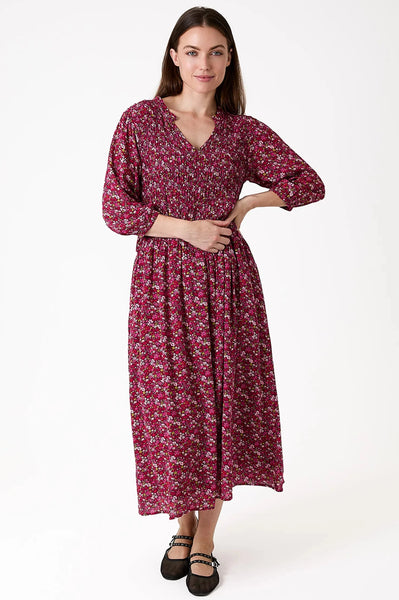 Autumnal Ditsy Dress - Berry