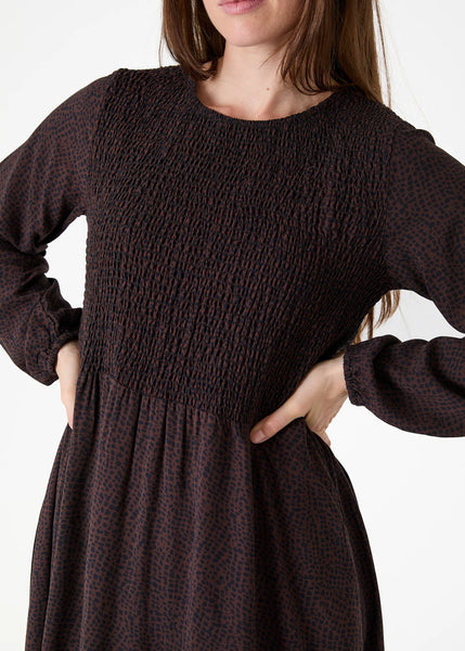 Cobbled Spotty Dress - Chocolate