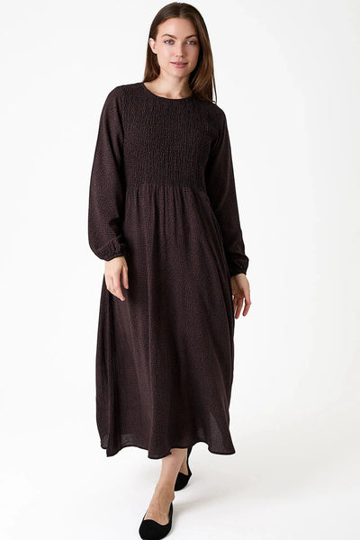 Cobbled Spotty Dress - Chocolate