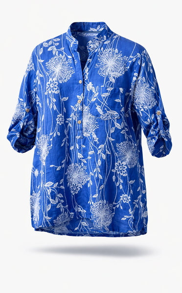 Dandelion Printed Top - Royal Blue